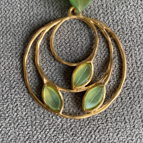 Anthropologie Exstasia Gold and Green Hoop Earrings New - Picture 3 of 4